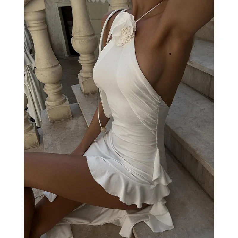 Selene Ruffle-Slit Maxi Dress